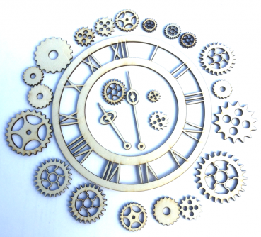 Steampunk Ziffernblatt ø 17.7 cm,  Zeiger, Zahnräder