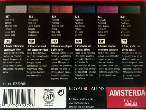 Acrylfarben mit Perlmutteffekt - Set Amsterdam